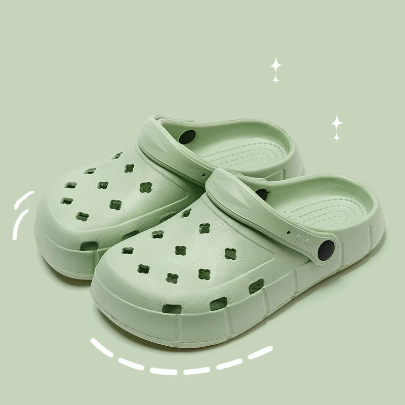 Women Waterproof Slippers Summer Outdoor Women Slides EVA Soft Sole Garden Shoes Indoor Solid Colored Slippers Holes Shoes