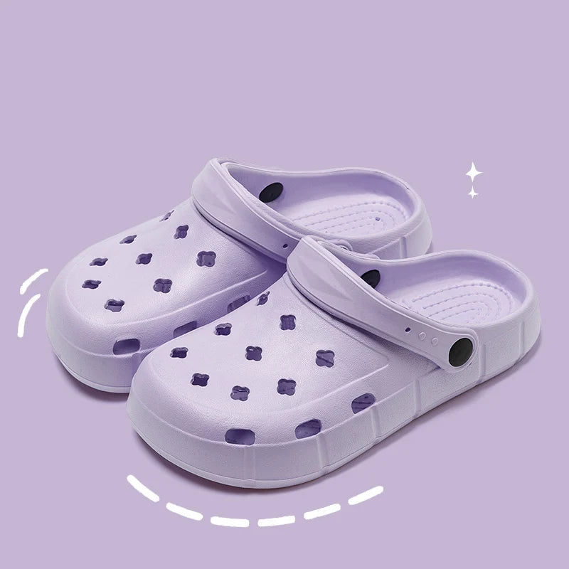 Women Waterproof Slippers Summer Outdoor Women Slides EVA Soft Sole Garden Shoes Indoor Solid Colored Slippers Holes Shoes