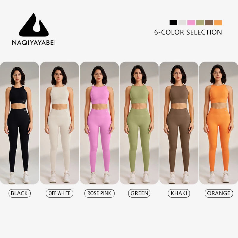 Yoga Clothing Set Women's High Waisted Leggings and Top Two Piece Seamless Fitness Exercise Clothing Fitness Workout Underwear