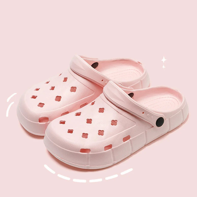 Women Waterproof Slippers Summer Outdoor Women Slides EVA Soft Sole Garden Shoes Indoor Solid Colored Slippers Holes Shoes