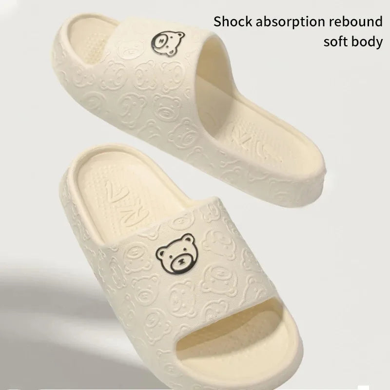 Summer Unisex Couple Cartoon Slippers Men Women Non-Slip Slides Parent-Children Outdoor Indoor Shoes Thick Bottom Sandals