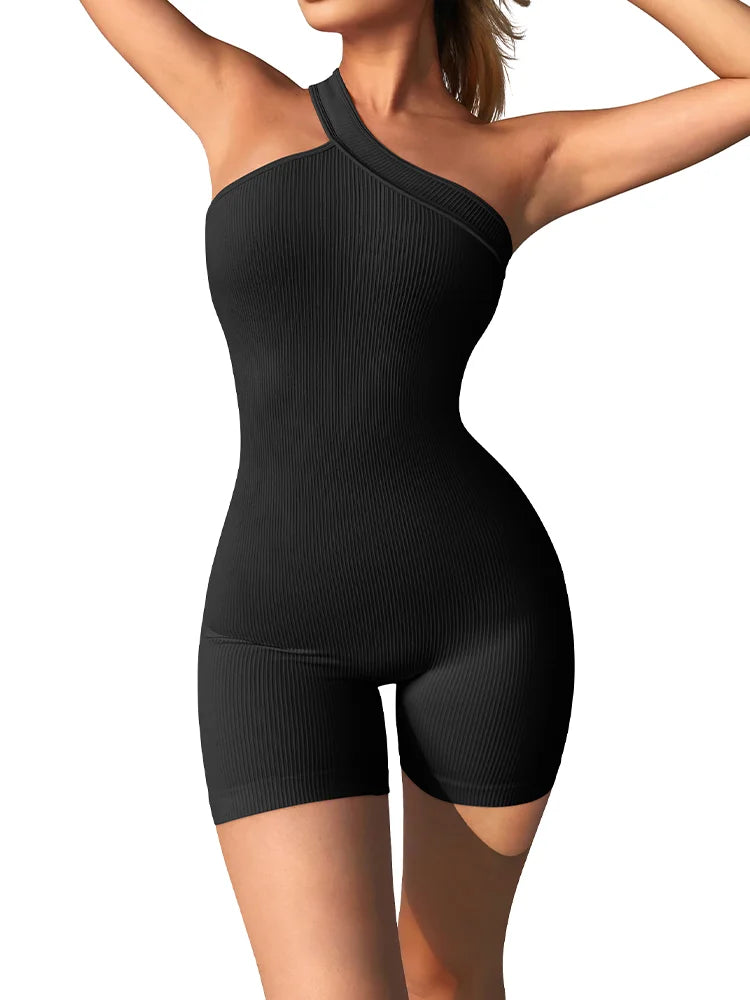 New Women's Yoga Rompers Ribbed Spaghetti Strap Exercise Romper One Piece Jumpsuit Fitness Jumpsuits